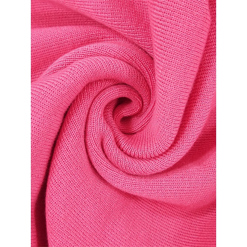 Women's Sweater Sweater Dress Casual Soft Pure Color Ribbed V Neck Lace up Split Knitted Long Sleeve Long Tops Knit Outdoor Daily Weekend Pink Khaki Fall Winter2