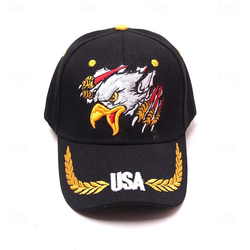 Men's Baseball Cap Sun Hat Trucker Hat Black Dark Navy 100% Polyester Embroidery Adjustable Fashion Daily Wear Festival Pattern Eagle Casual / Daily2