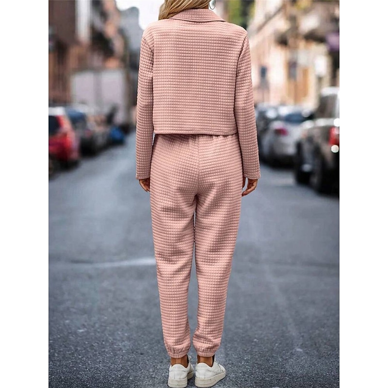 Women's Fashion Streetwear Daily Shirt Chinos Long Sleeve Shirt Collar Plain Casual Daily Pink Green Khaki Fall Regular Fit2