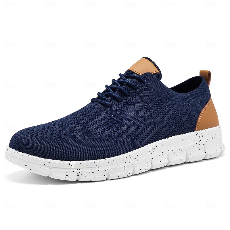 Men's Casual Shoes Walking Casual Knit Comfortable Slip Resistant Breathable Lace-up Black Blue Gray Summer Spring Fall2