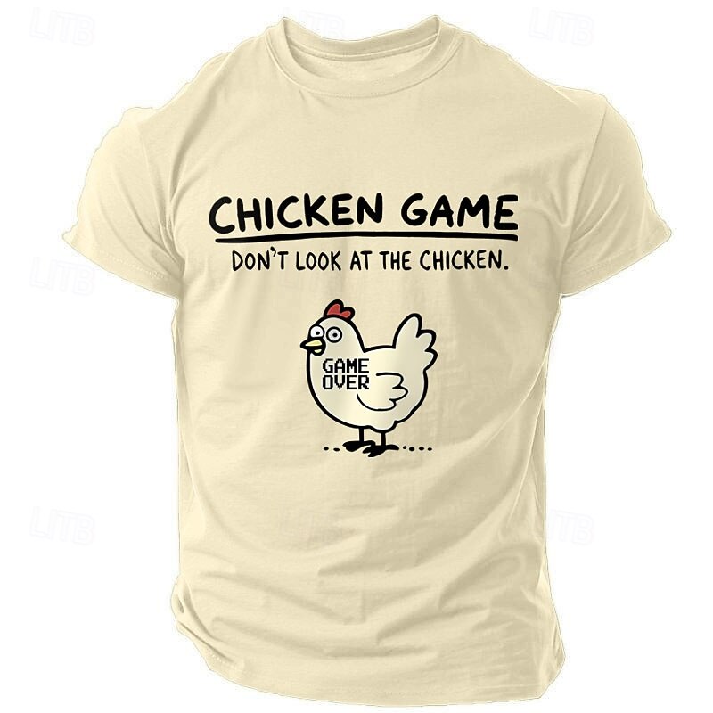 Men's Chick Letter Printed T Shirt 100% Cotton Short Sleeve Graphic Shirt Dark Blue Beige Light Blue Comfortable Tee Vacation Street Fashion Designer Clothing2