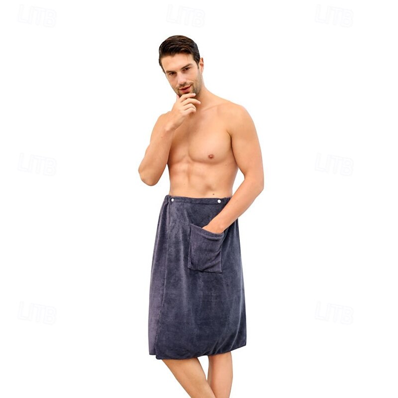Men's Bath Towel Wearable and Wrapable Soft and Absorbent Extra-large Size Bathrobe-style Home-use Long Towel2
