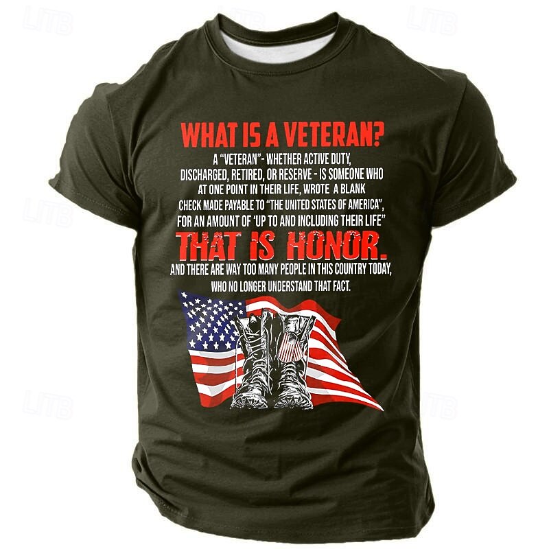 Veterans Day Men's Patriot Patriotic Veteran Veterans T shirt Short Sleeve T shirt 3D Print Crew Neck Shirt Fashion Athleisure Street Sports Outdoor Daily Black Red Dark Green Summer Spring Clothing2