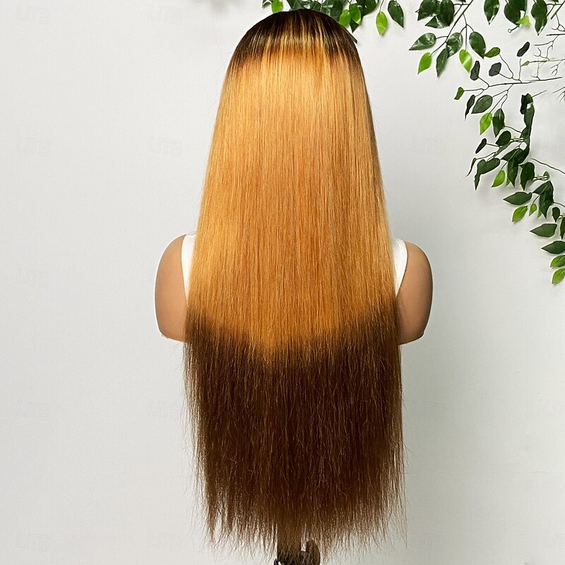 13*4 Tricolor T4/27/4# Front lace Human Hair Straight Hair Lace wig Brazilian hair Human hair 180% density2