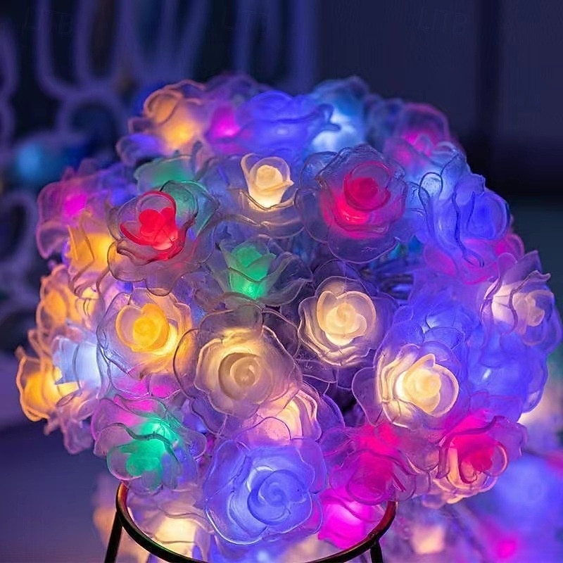 10/20/40/80LED Rose Valentine's Day String Lights Battery Powered Wedding Party Valentine's Day Holiday Anniversary Romantic Atmosphere Decorative Lights