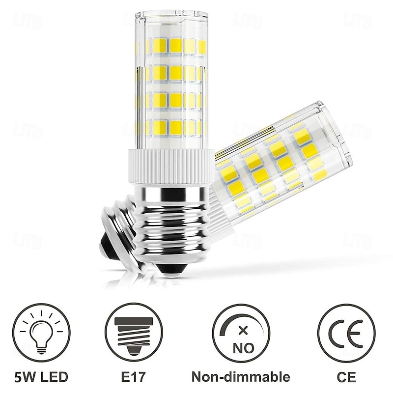 E17 LED Light Bulbs 5W Non-Dimmable Refrigerator Lights, Warm White/White 2pcs 110V-130V4