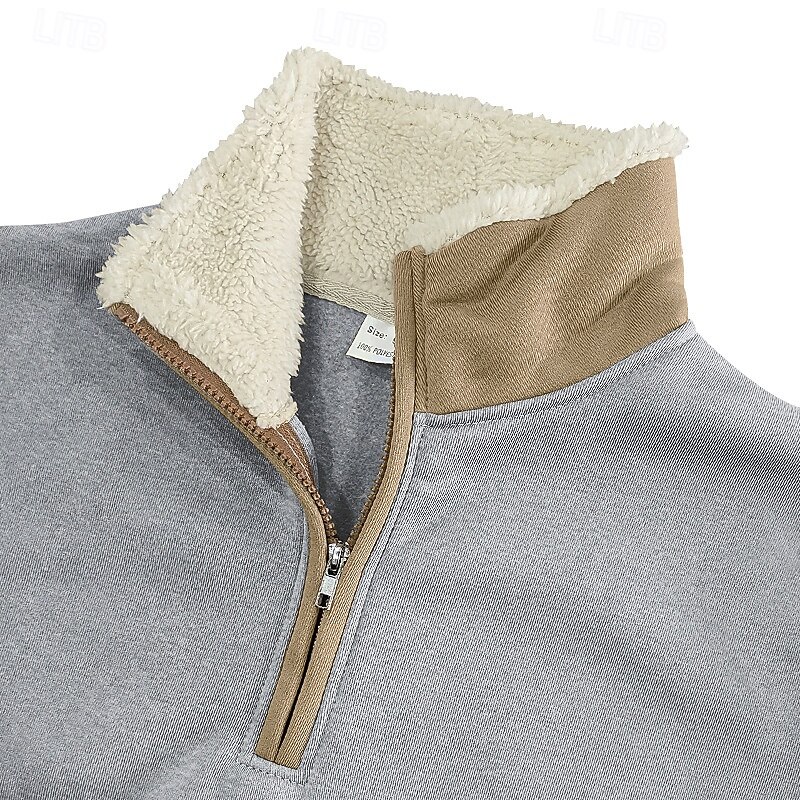 Men's Hoodie Sweatshirt Quarter Zip Sweatshirt Black Navy Blue Khaki Light Grey Dark Gray Half Zip Color Block Sports & Outdoor Daily Holiday Polyester Streetwear Basic Casual Fall & Winter Clothing3