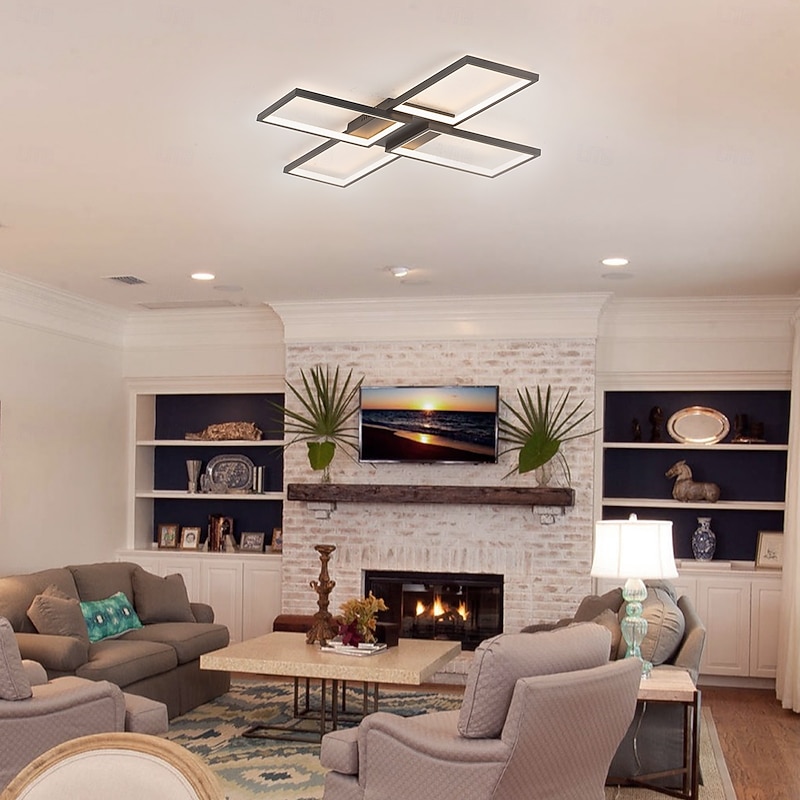 Modern Ceiling Light Fixture Flush Mount Ceiling Light Black LED Geometric Shapes Ceiling Lamp 110-240V 84cm2