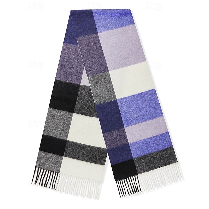 Men's 100% Wool Rectangle Scarf School Christmas Outdoor Pink Red Scarf2