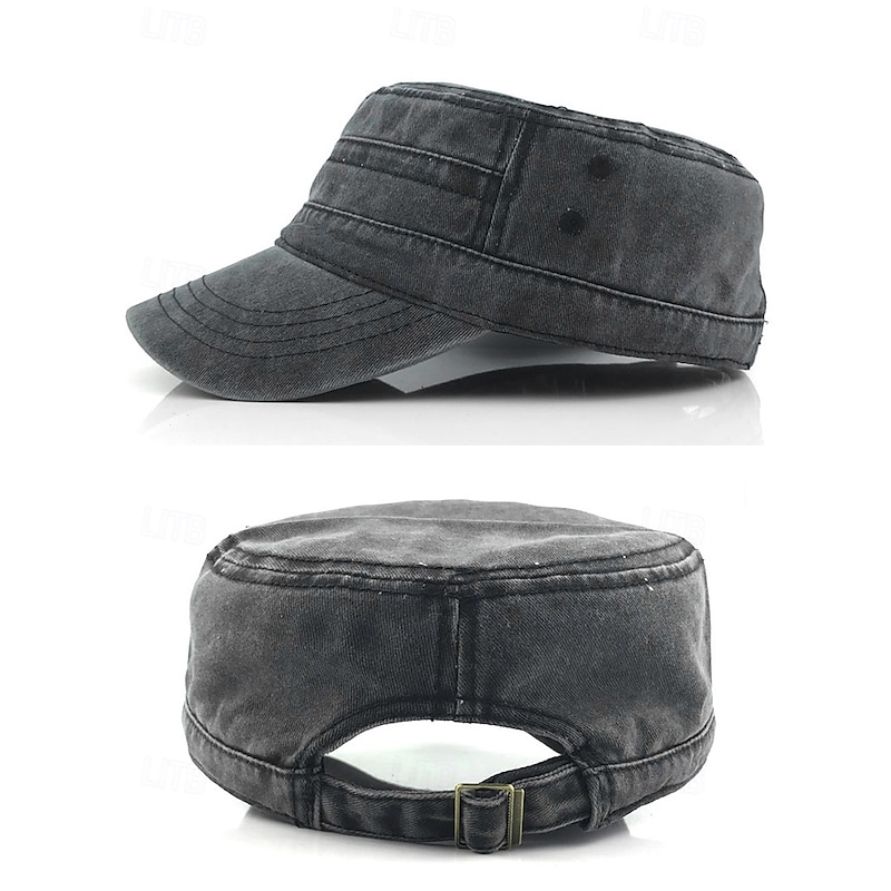 Men's Vintage-Style Washed Military Cadet Cap – Casual Adjustable Unisex Army Hat for Outdoor Wear3