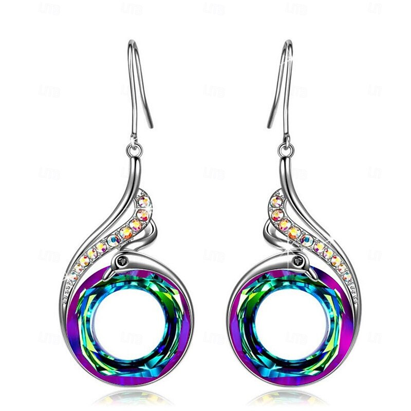 Hoop Earrings Vintage Style Totem Series Earrings Jewelry Blue / Purple / Green For Party 1 Pair3