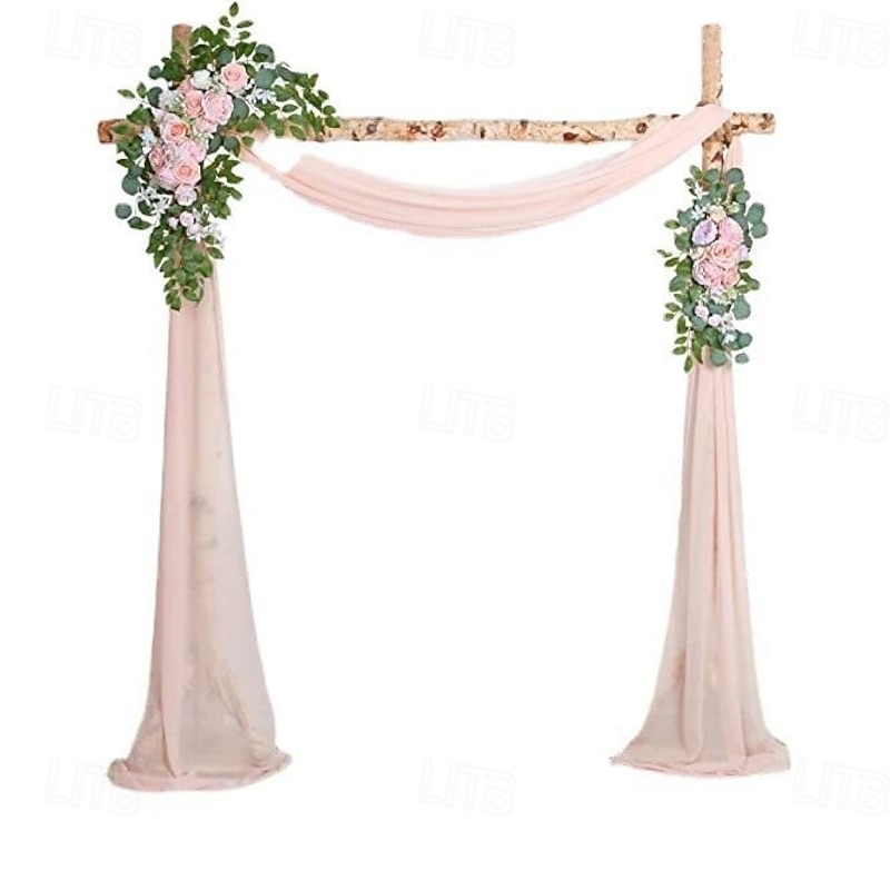 Wedding Arch Flowers Kit with Draping Fabric (Pack of 3), 2pcs Artificial Flower Arrangements and 1 Drapes for Arch Decorations, Wedding Ceremony Arbor, Reception Backdrop, and Outdoor Decor4