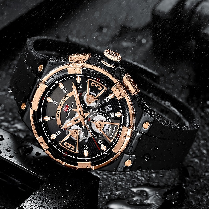 MINI FOCUS Men Quartz Watch Outdoor Fashion Casual Wristwatch Luminous Calendar Waterproof World Time Silicone Gel Watch4