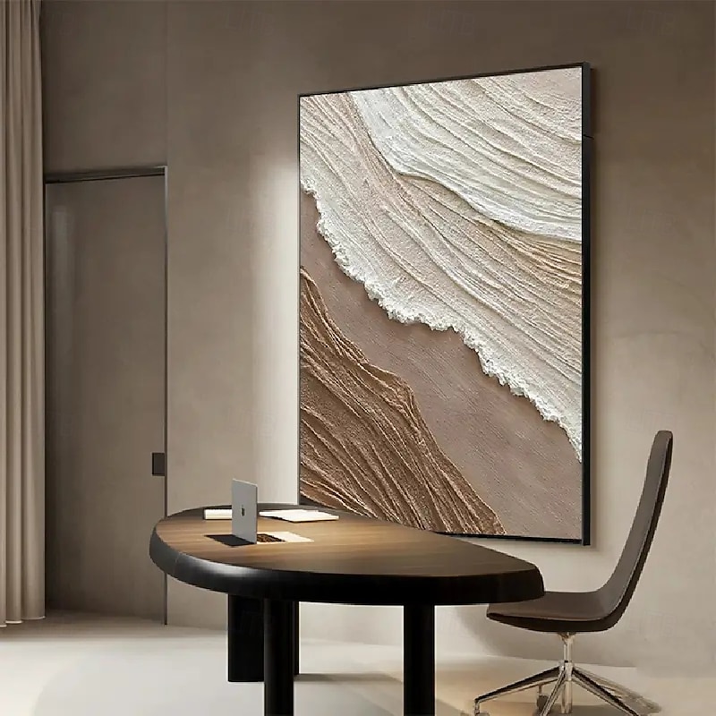 Hand painted 3D Textured Painting on Canvas handmade oil Painting Brown Sea Wave Painting artwork Wall Art painting Morden Art Bedroom Wall Decor Fashion Art4