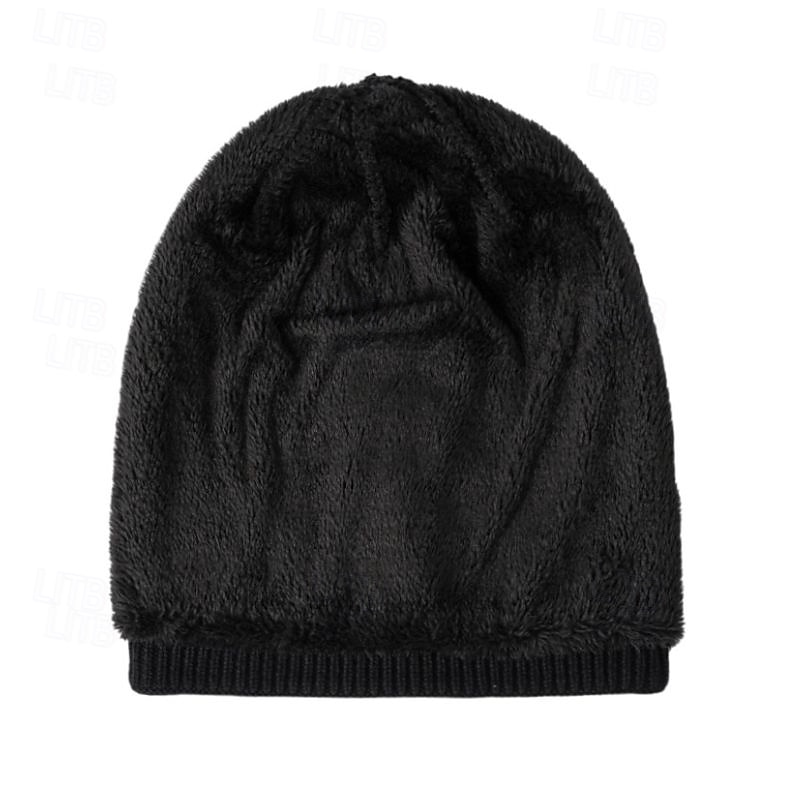 Men's Unisex Beanie Hat Winter Hats Beanies Skull Cap Knit Hat Black Wine Acrylic Fibers Knitted Cozy Daily Wear Going out Solid / Plain Color Warm3