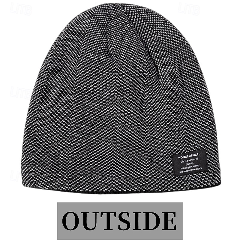 Men's Unisex Beanie Hat Winter Hats Beanies Skull Cap Knit Hat Black Dark Navy Acrylic Fibers Knitted Cozy Daily Wear Going out Solid / Plain Color Warm3