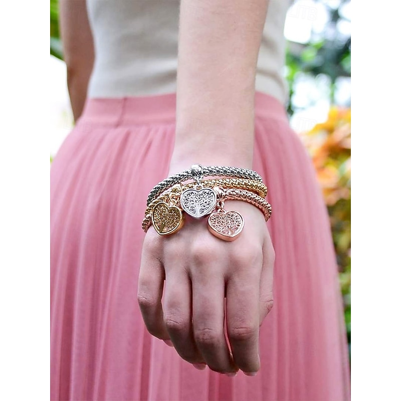 Heart Tree of Life Charm Bracelets Set - Women's Multicolor Braided Stackable Bracelets for Boho Style, Perfect for Casual Outfits or Gift Giving3