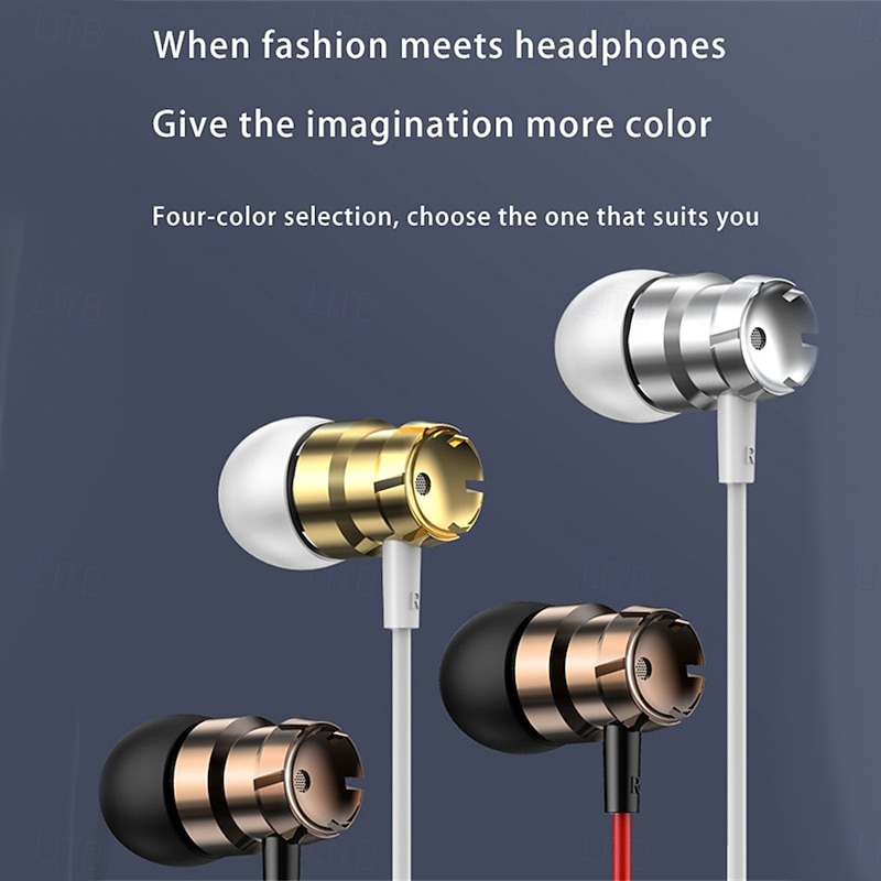 Metal Wired Super Bass Earbud 3.5mm Built-in Microphone Hand Free Noise Reduction Gaming Universal Headset Sport Earphone3