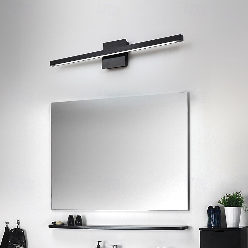 LED Vanity Light Linear Bathroom Lighting Fixture Black Vanity Table Wall Sconce Over Mirror Minimalist Long Bar Frosted Aluminum Picture Display Accent Wall Mounted Lamp 85-265V
