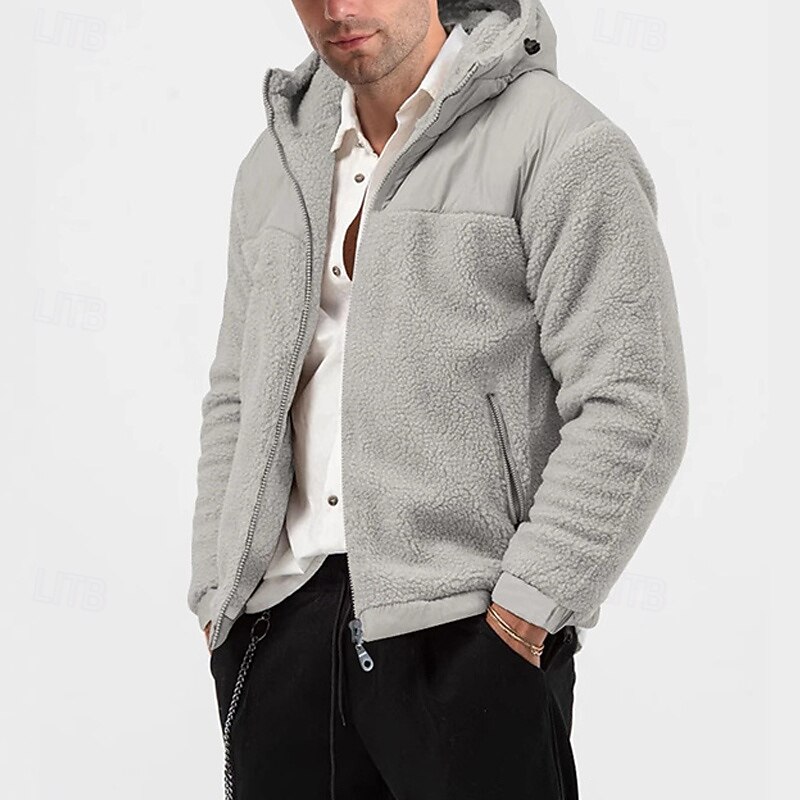 Men's Hiking Jacket Hiking Fleece Jacket Winter Outdoor Thermal Warm Fleece Lining Fleece Jackets Full Zip Climbing Camping / Hiking / Caving Traveling Black Light Grey Khaki Dark Blue4