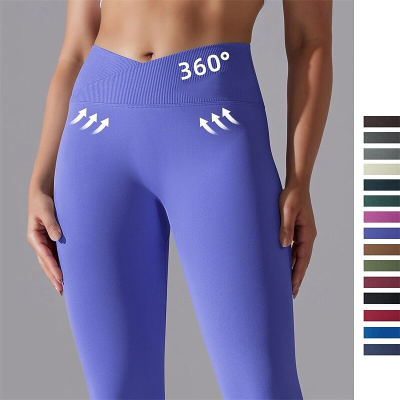 Women's Yoga Pants Yoga Leggings Butt Lift Tummy Control High Waist Pilates Gym Workout Workout Tights Solid Color Black White Army Green Fall Winter Sports Activewear Stretchy Slim