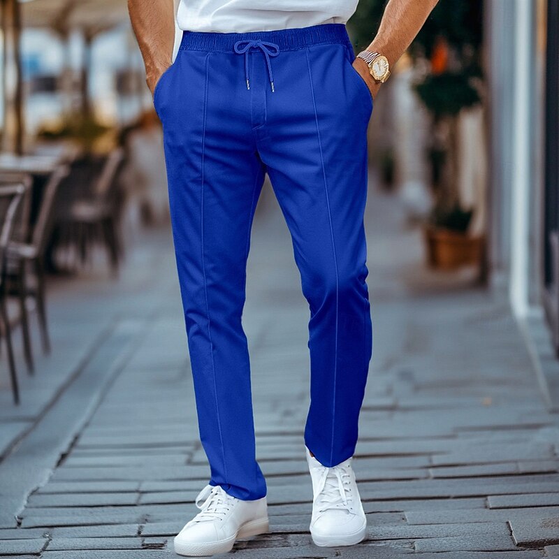 Men's Sweatpants Joggers Trousers Pleated Pants Drawstring Elastic Waist Plain Comfort Breathable Full Length Casual Daily Holiday Sports Fashion Black White Micro-elastic4