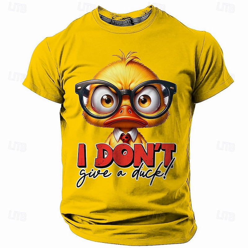 Men's Animal Funny T Shirt Short Sleeve T shirt 3D Print Crew Neck Shirt Fashion Athleisure Street Sports Outdoor Daily Yellow Summer Spring Clothing Apparel S M L XL XXL XXXL