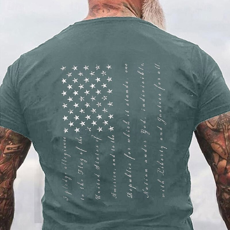 Veterans Day Men's Patriot Patriotic Veteran American US Flag T shirt Short Sleeve T shirt 3D Print Crew Neck Shirt Fashion Athleisure Street Sports Outdoor Daily Light Blue Black Blue Summer Spring4