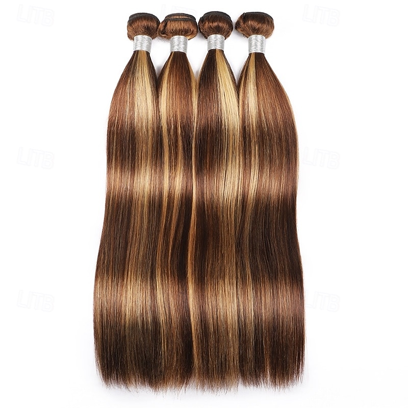 Highlight Human Hair P4/27 Hair Straight 1 Bundles 10-30 Inch Hair Extension Human Hair4
