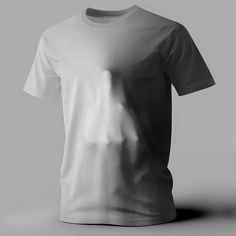 Men's Gesture 3D Puffy T Shirt Short Sleeve T shirt 3D Print Crew Neck Shirt Fashion Athleisure Street Sports Outdoor Daily Blue Brown Black Gray Summer Spring Clothing Apparel S M L XL XXL XXXL3