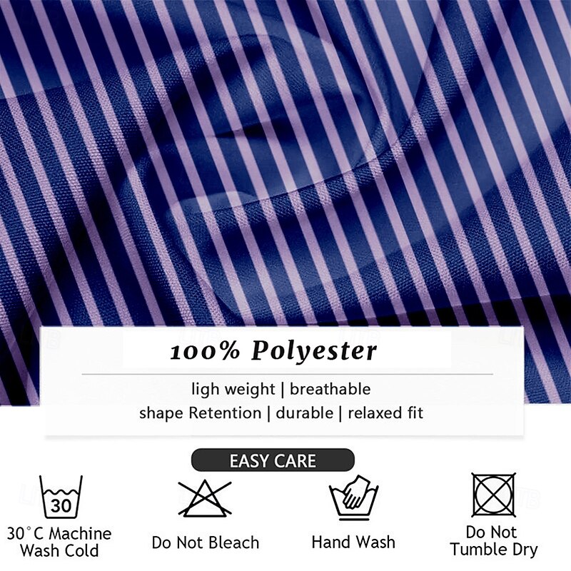 Men's Striped Dress Shirt Bowling Shirt Button Up Shirt Long Sleeve Hawaiian Casual Formal Outdoor Vacation Spring Fall Turndown Button Up Blue3