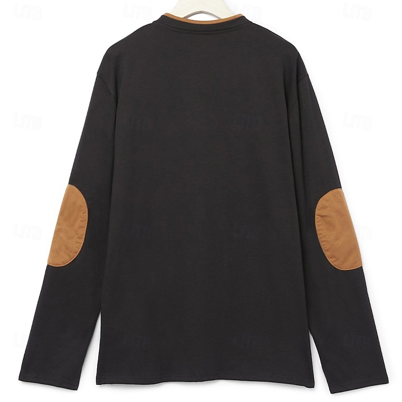 Men's V Neck Tee Tee Top Long Sleeve Shirt Patchwork V Neck Outdoor Street Long Sleeve Fashion Fake two piece Clothing Apparel Daily Casual Street Style2