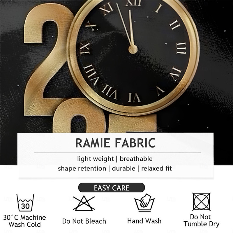 New Year Men's Happy New Year Pants Trousers Mid Waist Drawstring Elastic Waist Hawaiian Casual Outdoor Party Evening Wear Holiday Straight Leg Trousers Summer Spring Fall 3D Print Black3