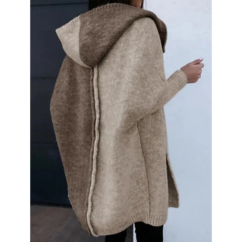 Women's Sweater Cardigan Casual Soft Pure Color Ribbed Hooded Knitted Long Sleeve Long Tops Knit Outdoor Daily Weekend Pink Green Fall Winter