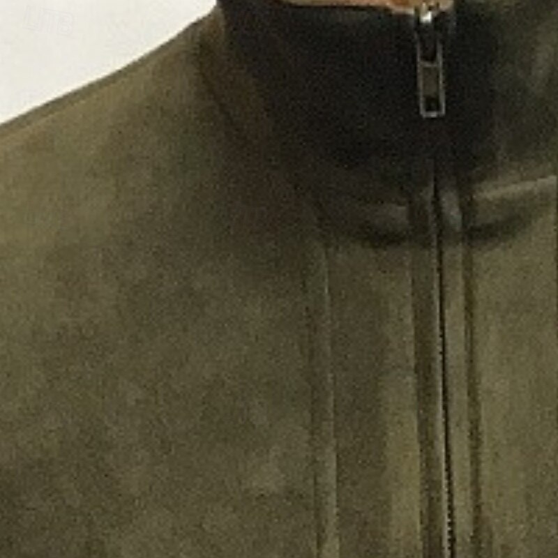 Men's Faux Suede Jacket Home Office Windbreaker Pocket Winter Spring &  Fall Color Block Vintage Classic Style Regular Navy Blue Green Jacket3