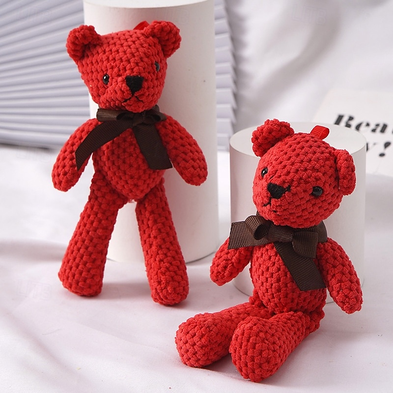 10pc 15cm/5.9in Bear Stuffed Plush Toys Cute Dress Key Pendant Dolls Gifts Birthday Wedding Party Decor easter gift Christmas Halloween Gift(5 Colors)3