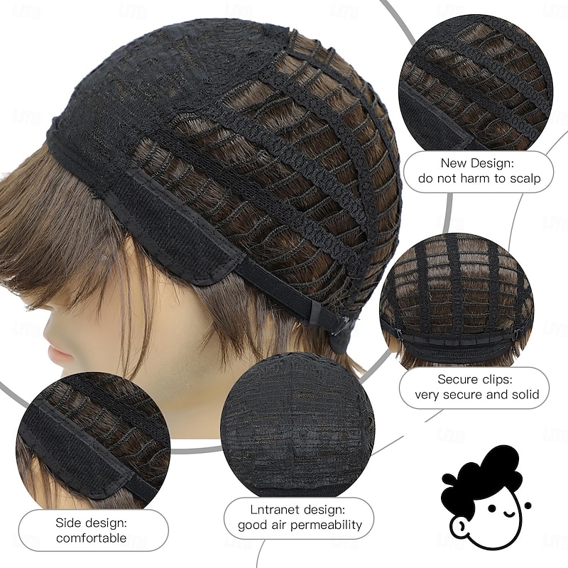 Short Wigs for Men Short Straight Mens Wig Realistic Natural Male Side Part Wig4