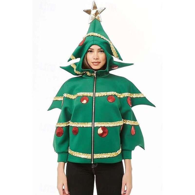 Christmas Trees Coat Fancy Costume Funny Christmas Hoodie Women's Novelty Funny Adults Christmas New Year Christmas Eve Party Top
