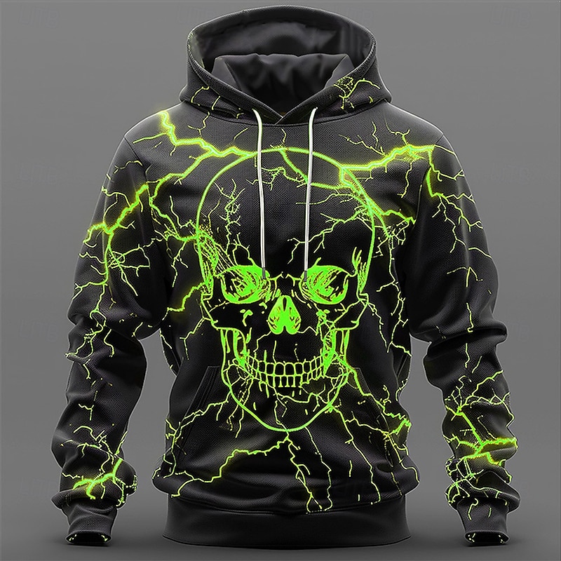 Men's Skull Hoodies Sweatshirt Fashion Cool Long Sleeve Crew Neck Party Holiday Streetwear Yellow Purple Drawstring Fall Winter Designer2