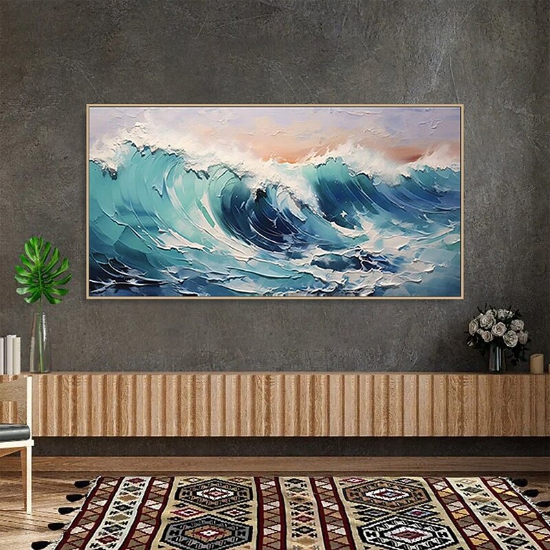 Mintura Handmade Sea Wave Landscape Oil Paintings On Canvas Wall Art Decoration Modern Abstract Picture For Home Decor Rolled Frameless Unstretched Painting3