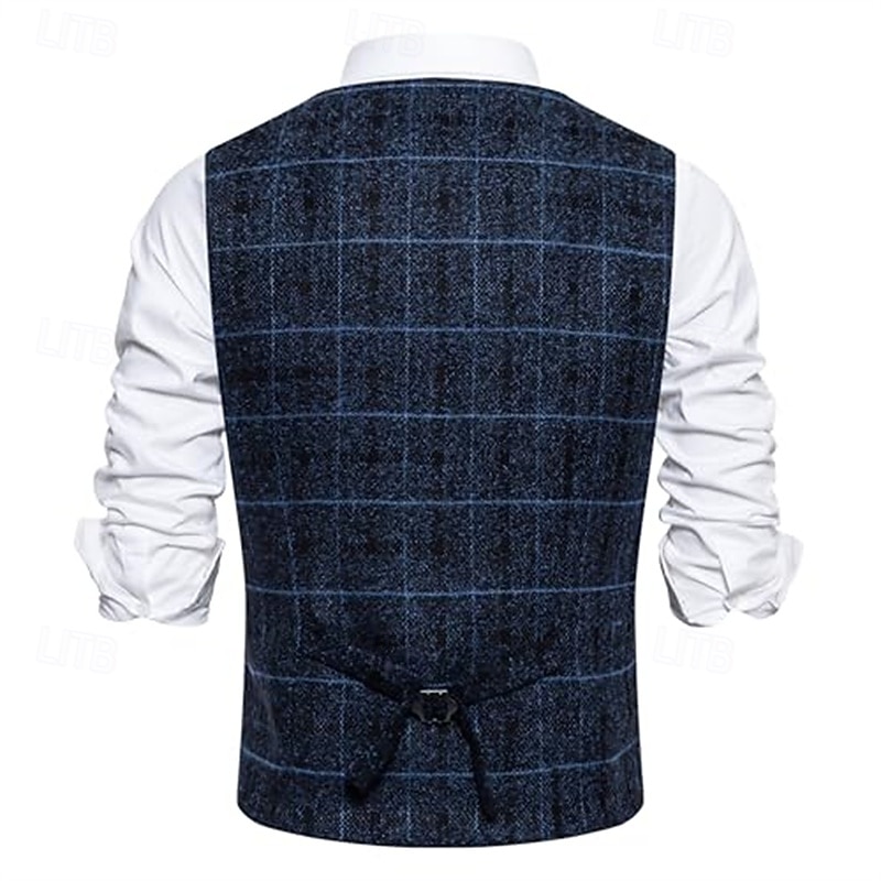 Retro Vintage Roaring 20s 1920s Outfits Waistcoat Accesories Set Gentleman Gangster Plaid Check Fancy Dress Men's Carnival Costume 4 PCS Halloween Carnival New Year Masquerade Cocktail Party Theme4