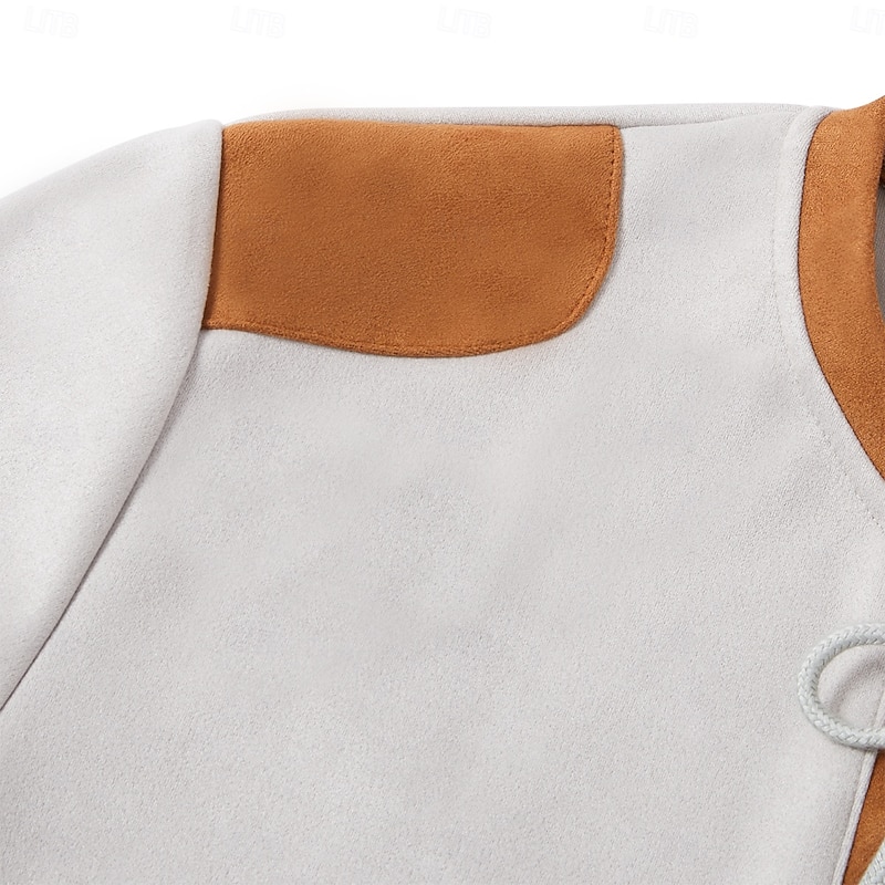 Men's Faux Suede Henley Shirt Tee Top Long Sleeve Shirt Patchwork Henley Outdoor Street Long Sleeve Drawstring Clothing Apparel Daily Casual Street Style3