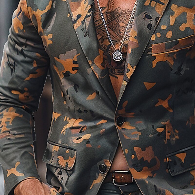 Men's Camo Long Sleeve Turndown Vintage Casual Outdoor Street Daily Buttons 3D Print Multi Pocket4