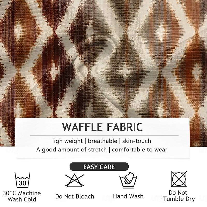 Men's Plaid Waffle Polo Shirts Long Sleeve Polo Shirts Collar Vintage Casual Outdoor Vacation Dailywear Buttons Spring Fall Winter Brown3