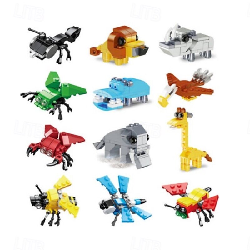 Party Favors for Kids Goodie Bags ,12PCS Mini Building Blocks Dinosaur Animal Building Blocks Set,Building Sets Stem Toys for Birthday Party Gift,Goodie Bags, Prize,Cake Topper