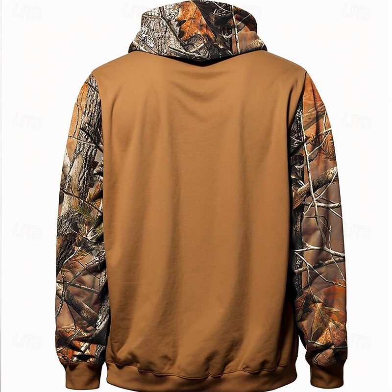 Men's Footprint / Paw Hoodies Fashion Cool Long Sleeve Crew Neck Holiday Going out Streetwear Light Brown Brown Drawstring Fall Winter Designer2