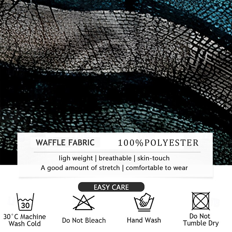 Men's Stripe Waffle Polo Shirts Golf Shirt Long Sleeve Polo Shirts Collared Shirts Business Casual Outdoor Office Dailywear Buttons 3D Print Spring Fall Winter Black3