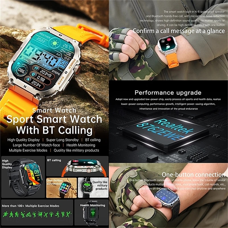 K57Pro SmartWatch Band Men Female Waterproof Rugged Large HD Display Fitness Sport Tracker Smart Watch For Android IOS3