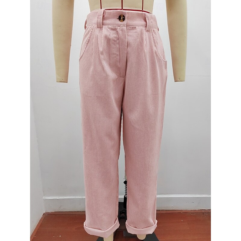 Women's Chinos Full Length Solid Color Army Green Pink Khaki Spring &  Fall4