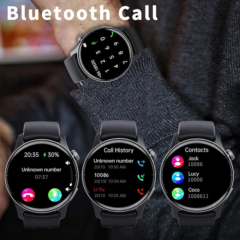 F207 Smart Watch 1.35 inch Smartwatch Fitness Running Watch Bluetooth Temperature Monitoring Pedometer Call Reminder Compatible with Android iOS Women Men Long Standby Hands-Free Calls Waterproof IP4